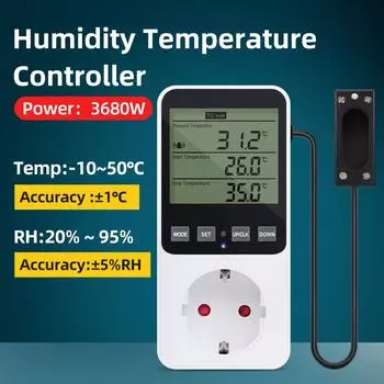 Влажность и температура регулятор розетка ЖК-цифровой дисплей термостат переключатель влажность температура контроллер с датчиком температуры