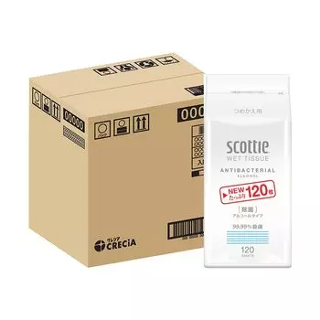 Влажные салфетки Case Scotty, дезинфицирующие спиртовые салфетки, сменный блок, 120 листов, оптовая закупка x 8 штук [половина продукта] белый