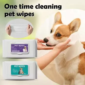 Влажные салфетки для собак, для попы, на растительной основе, гипоаллергенные, очищающие, гигиенические, для щенков, салфетки для лица и тела, очищающие салфетки для собак, 120 мл One Size зелёный