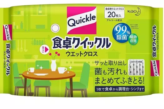 Влажные салфетки Kao Dining Quickle 20 шт. x 3 шт. 20 листов [Оптовая закупка] (х 1) зелёный