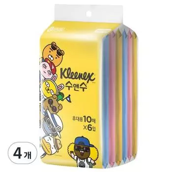 Влажные салфетки Kleenex Kakao Friends Su&Soo портативные, 10 листов, 24 штуки, лучший персонаж Кореи