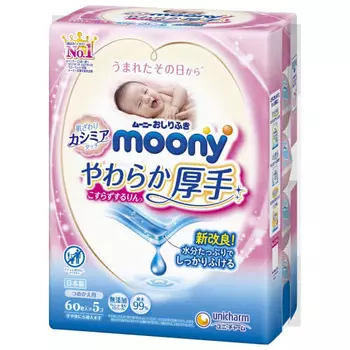 [Влажные салфетки] Moony soft thick Rin сменный блок 300 листов (60 листов х 5)