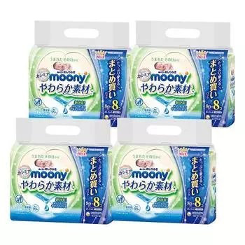 [Влажные салфетки] Мягкий материал Moony, 99% чистая вода, сменный блок 2560 листов (80 листов х 32) кейс продукт