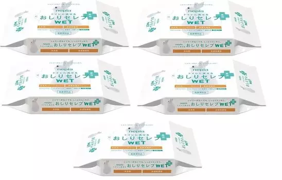 Влажные салфетки Napia Лечебные ягодицы Знаменитости ВЛАЖНЫЕ, которые можно смывать в унитаз Сменный блок 60 листов x 5 шт. Безалкогольные