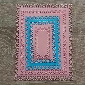 Вложенные сшитые гребешки прямоугольные рамки для резки штампы, мода искусство интерес прямоугольные рамки для резки кружева штампы карты трафаретная форма