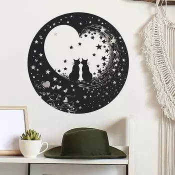 Влюбленные Черный Кот Любовь Спальня Гостиная Крыльцо Домашний Фон Украшения Стены Наклейка 39*39CM/fun-f61