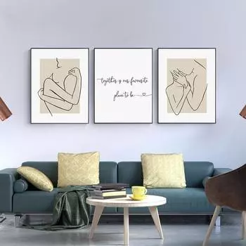 Вместе - наше любимое место, чтобы быть в стиле минимализм, картина, холст, принт, пара, настенный художественный постер для гостиной, спальни, домашний декор 21x30cm No Framed