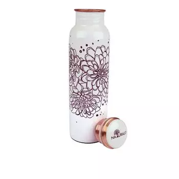 Вместимость 1 литр, Защита от ржавчины и протечек для офиса/йоги/дома/спортзала/треккинга/путешествий, Не содержит BPA, Обладает антимикробными свойствами (Цветок Коричневый)