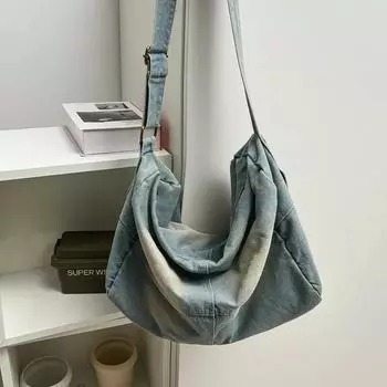 Вместительная дорожная сумка в стиле ретро-джинс, легкая и универсальная сумка через плечо