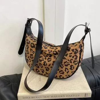 Вместительная леопардовая нейлоновая сумка на молнии, повседневные сумки через плечо, высокое качество, мягкий универсальный принт, простые сумки через плечо для поездок на работу хаки