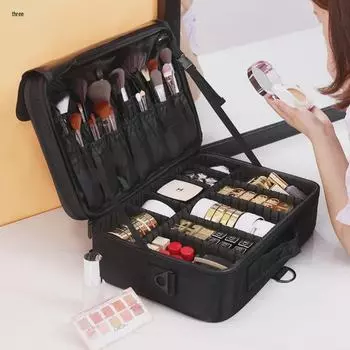 Вместительная многослойная косметичка-органайзер