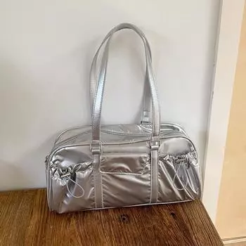 Вместительная нейлоновая сумка подмышкой, модная и универсальная дорожная сумка на одно плечо, сумка-подушка для переноски в руке чёрный