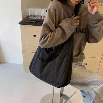 Вместительная одноплечевая сумка с легким ощущением складок, однотонная, прочная, универсальная, наклонная сумка для отдыха