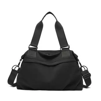 Вместительная однотонная сумка через плечо женская дорожная нейлоновая сумка-кроссбоди чёрный