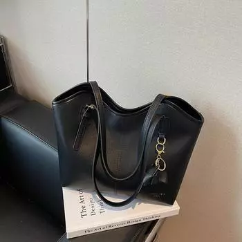 Вместительная ретро новая повседневная простая модная сумка-тоут для поездок на работу, подмышечная сумка чёрный