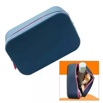 Вместительная силиконовая дорожная косметичка-органайзер для хранения косметики для женщин и девочек темно-синий