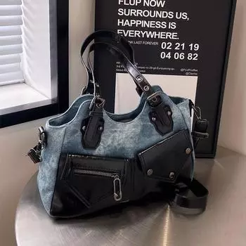 Вместительная сумка через плечо в стиле ретро, новая сумка-мессенджер, женская сумка-тоут с плетением, простая и высококачественная сумка из мягкой кожи. синий