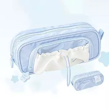 Вместительная сумка для хранения канцелярских принадлежностей, многослойный пенал, высококачественный пенал синий