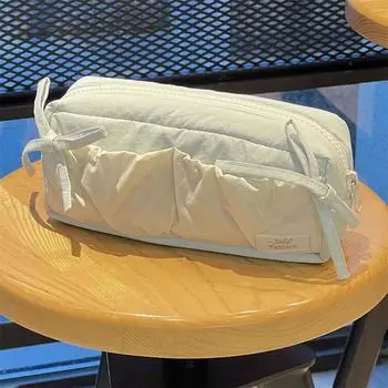 Вместительная сумка для хранения канцелярских принадлежностей, пенал с бантиком, конфетного цвета, сумка для карандашей, для студентов