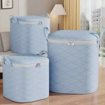 Вместительная сумка для хранения одежды с ручкой, застежкой-молнией, пыле- и влагонепроницаемая, утолщенная, сумка-органайзер для пододеяльника S