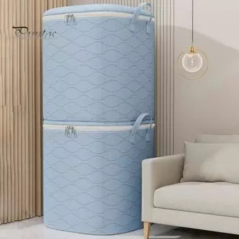 Вместительная сумка для хранения одежды с ручкой, застежкой-молнией, пыле- и влагонепроницаемая, утолщенная, сумка-органайзер для пододеяльника S