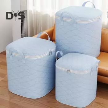 Вместительная сумка для хранения одежды с ручкой, застежкой-молнией, пыле- и влагонепроницаемая, утолщенная, сумка-органайзер для пододеяльника S