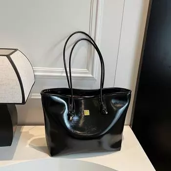 Вместительная сумка-тоут для поездок на работу, летняя новинка, женская повседневная нишевая сумка на плечо чёрный