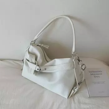 Вместительная сумка-тоут из мягкой кожи, повседневная сумка через плечо, сумка кроссбоди, ретро, новый стиль, сумка для мотоциклиста для горячей девушки белый