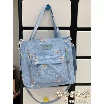 Вместительная сумка-тоут, модная в Японии, в стиле Ins, универсальная, на плечо, для студентов, для работы, женская Blue Crossbody Bag