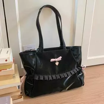 Вместительная сумка-тоут женская летняя новая универсальная повседневная на плечо многофункциональный рюкзак чёрный