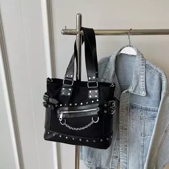 Вместительная женская сумка из кожи в готическом стиле с лоскутным узором, индивидуальный дизайн, ретро-пряжка, сумка через плечо на одно плечо