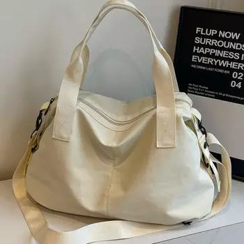 Вместительная женская сумка-тоут для поездок на работу 2024 года: Модная универсальная сумка-мессенджер через плечо и дорожная сумка в корейском стиле покинуть белый