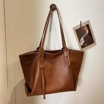 Вместительная женская сумка в стиле ретро из мягкой кожи, однотонная, уникальная сумка через плечо из искусственной кожи, улучшенная, легкая, роскошная, новая