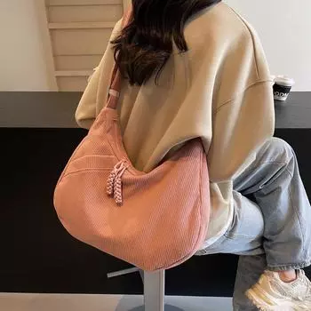 Вместительные бархатные женские сумки для поездок на работу, осенние новые модные однотонные сумки через плечо, универсальные практичные сумки через плечо