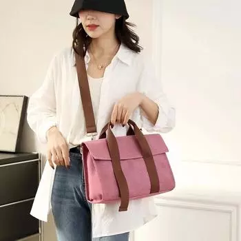 Вместительные однотонные сумки через плечо для женщин с внутренним отделением. Повседневные холщовые сумки Hasp.