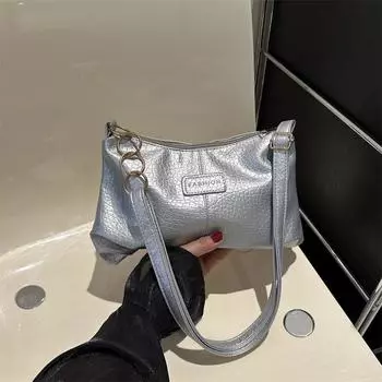 Вместительные женские сумки, модные сумки через плечо, сумки для подмышек в иностранном стиле, универсальные сумки для подмышек с этикетками серебряный