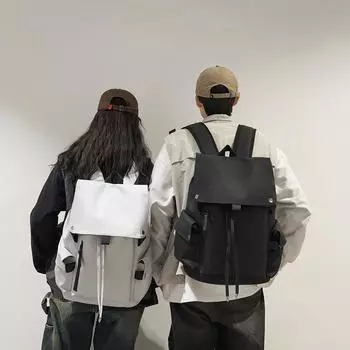 Вместительный дорожный рюкзак в японском стиле: Модный, универсальный, повседневный для студентов и пар чёрный