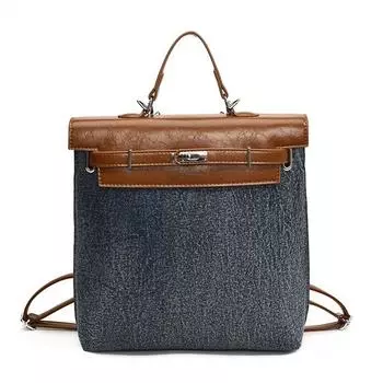 Вместительный джинсовый женский рюкзак Новый универсальный рюкзак для поездок Дорожная сумка Small коричневый