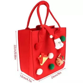 Вместительный фетровый рождественский подарочный мешок Креативный мешок Санта-Клауса Подарочный мешок для подарков Рождественская елка Конфетный мешок Подарочный мешок Рождественский декор красный