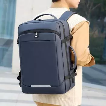 Вместительный мужской многофункциональный рюкзак для деловых поездок One Size чёрный