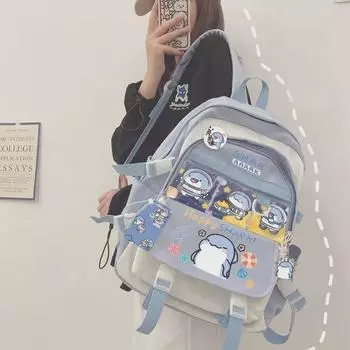 Вместительный рюкзак с рисунком акулы для девочек - стильный универсальный дизайн для старшеклассников и учеников младших классов