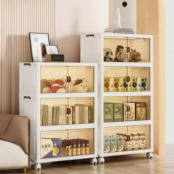 Вместительный складной ящик для хранения вещей, многослойный шкаф-органайзер с колесами, складной шкаф для хранения игрушек и закусок 3 layers