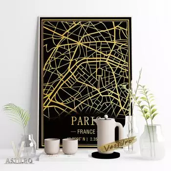 VModern Travel Poster Line Painting Art Эстамп Картина маслом в Париже, Франция 21cm30cm NoFrame