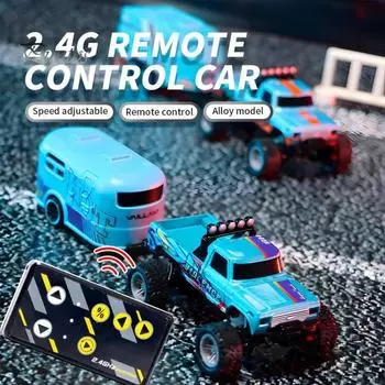 Внедорожник с дистанционным управлением и светодиодными фонарями, 4 колеса, 1/64, детский электрический грузовик с радиоуправлением 2,4 ГГц, перезаряжаемый игрушечный вездеход для малышей оранжевый