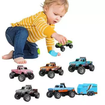 Внедорожник с дистанционным управлением и светодиодными фонарями, 4 колеса, 1/64, детский электрический грузовик с радиоуправлением 2,4 ГГц, перезаряжаемый игрушечный вездеход для малышей оранжевый/синий