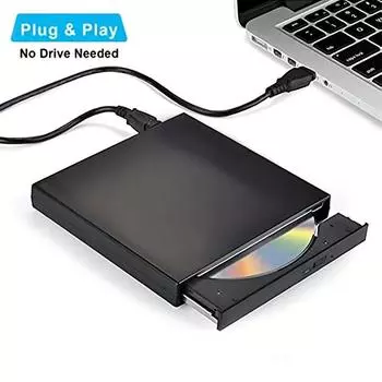 Внешний DVD-привод для записи компакт-дисков, кабель, портативный привод RW, записывающая горелка, совместимый с оптическим плеером, для настольного ноутбука чёрный