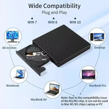 Внешний DVD-привод USB 3.0 Type-C Портативный DVD-плеер USB C Внешний привод CD-RW Пишущий DVD-плеер Для ноутбуков Настольных ПК DVD burner