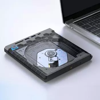 Внешний оптический привод CD DVD RW VCD 6-в-1 USB 3.0 Type C с портами SD/TF, DVD-привод, проигрыватель CD/DVD-дисков для ноутбуков Macbook PC