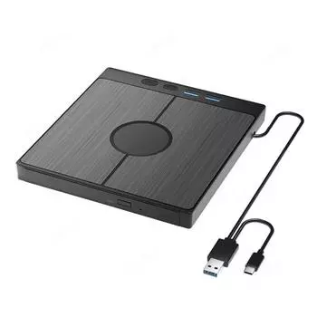 Внешний привод CD/DVD 7 в 1 Устройство записи компакт-дисков с 2 портами USB/Type-C USB 3.0 CD/DVD-дисковод Плеер Устройство записи дисков для ноутбука