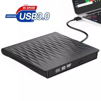 Внешний привод CD-DVD, тонкий внешний USB 3.0, записывающее устройство записи компакт-дисков и DVD-дисков, высокоскоростная передача данных, USB-оптические приводы, плеер для MacOS Windows USB3.0 белый